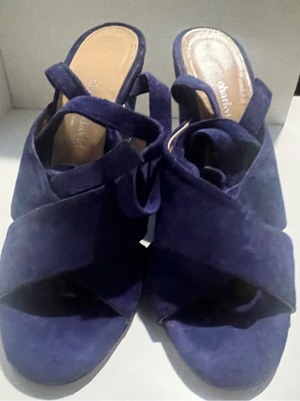 Charles by Charles David Navy Suede Strappy Wedge Sandals Size 8.5
